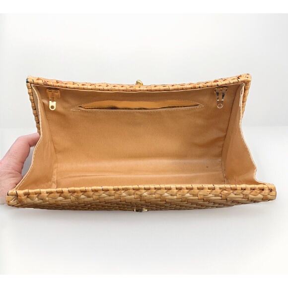Vintage Susan Gail Roberto Ricci Lacquered Rattan Wicker Clutch Purse Bag Italy - Picture 6 of 8
